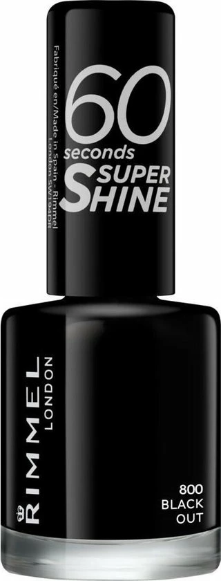 Rimmel London 60 Seconds SuperShine Nagellak - 900 Rita's Black 6 Rimmel London 60 Seconds SuperShine Nagellak - 900 Rita's Black - Afbeelding 6