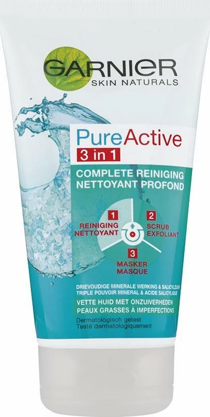 Garnier Skinactive Face PureActive 3-in-1 - 150ml - Reiniging, Scrub, Masker 8 Garnier Skinactive Face PureActive 3-in-1 - 150ml - Reiniging, Scrub, Masker - Afbeelding 8