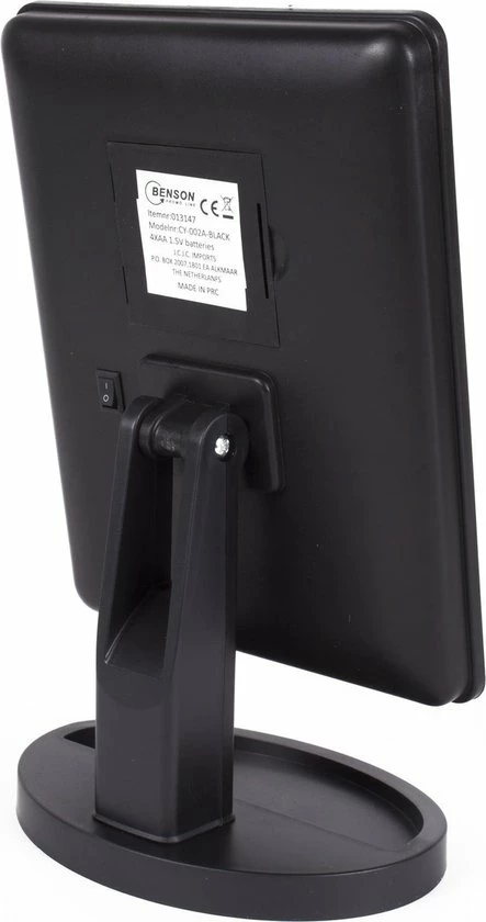 Benson Make-Up Spiegel - LED Touch - Dimbaar - 16 Leds - Zwart 2 Benson Make-Up Spiegel - LED Touch - Dimbaar - 16 Leds - Zwart - Afbeelding 2