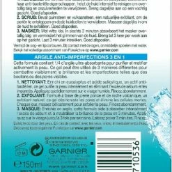 Garnier Skinactive Face PureActive 3-in-1 - 150ml - Reiniging, Scrub, Masker 9 Garnier Skinactive Face PureActive 3-in-1 - 150ml - Reiniging, Scrub, Masker -Maybelline-winkel 500x840 5