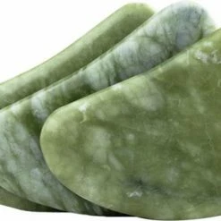 Merkloos Euhomerce Jade Guasha Schraper-Inclusief Reiszakje - Gua Sha Tool Voor Uw Skincare Routine - Jade Steen- Rose Quartz Roller - 100% Rozenkwarts Steen Van Hoge Kwaliteit - Xiuyan