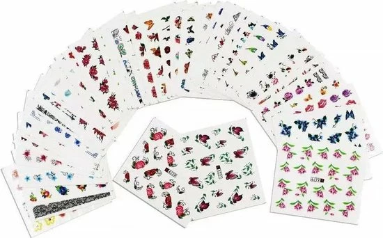 Pakket Van 50 Vellen Met Water Transfer Stickers / Decals - Sparkolia Nagel Styling - Nail Art Velletjes - Nagelstickers 11 Pakket Van 50 Vellen Met Water Transfer Stickers / Decals - Sparkolia Nagel Styling - Nail Art Velletjes - Nagelstickers - Afbeelding 11
