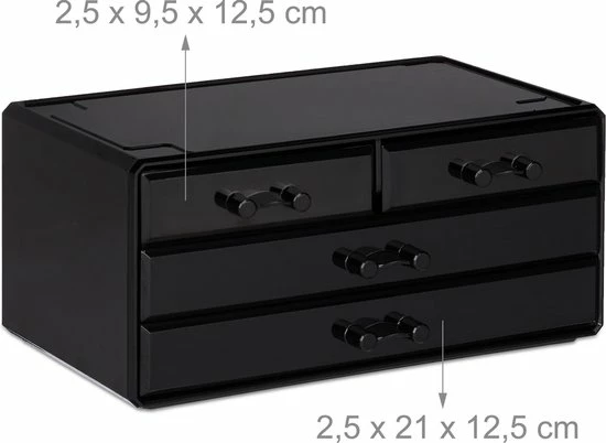 Relaxdays Make-up Organizer - Tweedelig - Cosmetica Opbergdoos + Lippenstift Houder - Zwart 13 Relaxdays Make-up Organizer - Tweedelig - Cosmetica Opbergdoos + Lippenstift Houder - Zwart - Afbeelding 13