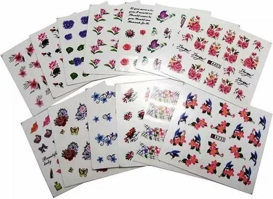 Pakket Van 50 Vellen Met Water Transfer Stickers / Decals - Sparkolia Nagel Styling - Nail Art Velletjes - Nagelstickers 5 Pakket Van 50 Vellen Met Water Transfer Stickers / Decals - Sparkolia Nagel Styling - Nail Art Velletjes - Nagelstickers - Afbeelding 5