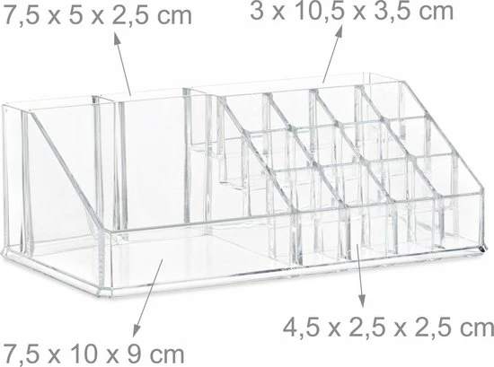 Relaxdays Make-up Organizer - Tweedelig - Cosmetica Opbergdoos - Transparant 5 Relaxdays Make-up Organizer - Tweedelig - Cosmetica Opbergdoos - Transparant - Afbeelding 5