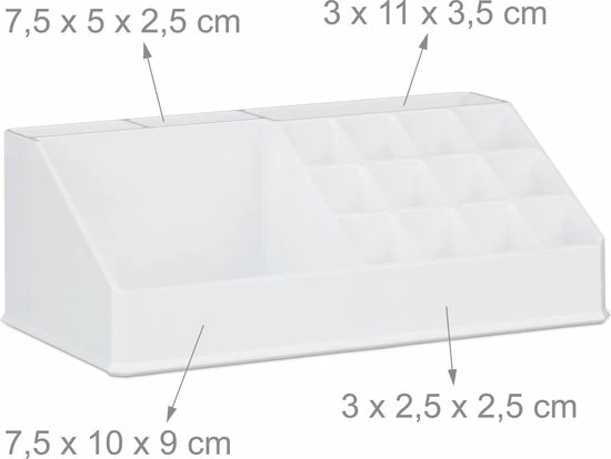 Relaxdays Make-up Organizer - Tweedelig - Cosmetica Opbergdoos - Wit 8 Relaxdays Make-up Organizer - Tweedelig - Cosmetica Opbergdoos - Wit - Afbeelding 8