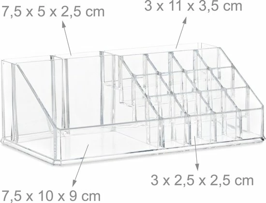 Relaxdays Make-up Organizer - Tweedelig - Cosmetica Opbergdoos - Transparant 11 Relaxdays Make-up Organizer - Tweedelig - Cosmetica Opbergdoos - Transparant - Afbeelding 11