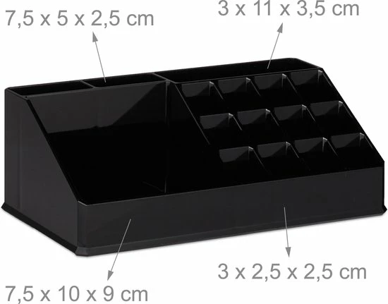 Relaxdays Make-up Organizer - Tweedelig - Cosmetica Opbergdoos + Lippenstift Houder - Zwart 10 Relaxdays Make-up Organizer - Tweedelig - Cosmetica Opbergdoos + Lippenstift Houder - Zwart - Afbeelding 10