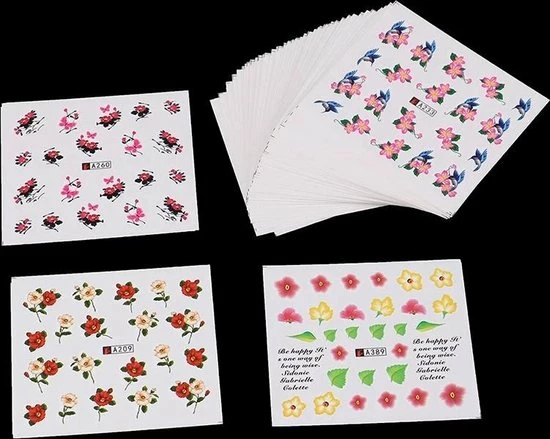 Pakket Van 50 Vellen Met Water Transfer Stickers / Decals - Sparkolia Nagel Styling - Nail Art Velletjes - Nagelstickers 8 Pakket Van 50 Vellen Met Water Transfer Stickers / Decals - Sparkolia Nagel Styling - Nail Art Velletjes - Nagelstickers - Afbeelding 8