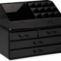 Relaxdays Make-up Organizer - Tweedelig - Cosmetica Opbergdoos + Lippenstift Houder - Zwart 32 Relaxdays Make-up Organizer - Tweedelig - Cosmetica Opbergdoos + Lippenstift Houder - Zwart -Maybelline-winkel 550x474 4