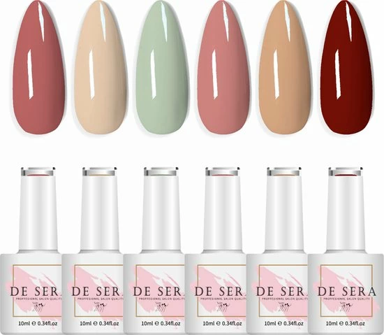 De Sera Gellak 6-delige Set - Gel Nagellak - Zachte Kleuren - 10ML - Soft Tones 1 De Sera Gellak 6-delige Set - Gel Nagellak - Zachte Kleuren - 10ML - Soft Tones