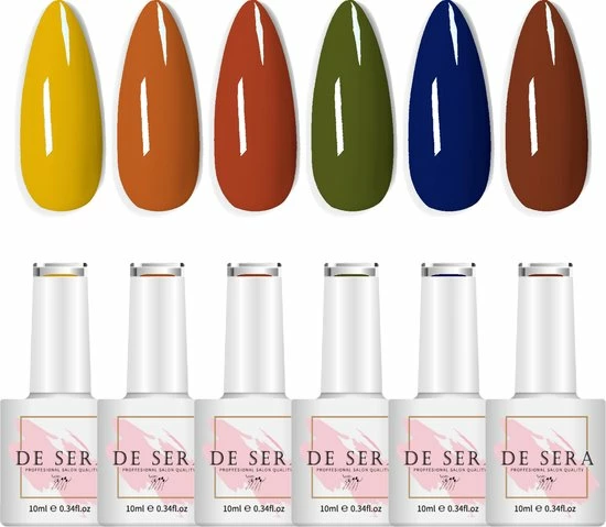De Sera Gellak 6-delige Set - Gel Nagellak - Herfstkleuren - Herfst - 10ML - Born In Autumn 1 De Sera Gellak 6-delige Set - Gel Nagellak - Herfstkleuren - Herfst - 10ML - Born In Autumn