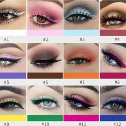 Handaiyan Liquid Eyeliner – 12 Verschillende Kleuren - Make Up – Set - Kleur - Cadeau - Kleuren - Waterproof & Langhoudend -Maybelline-winkel 550x480 1