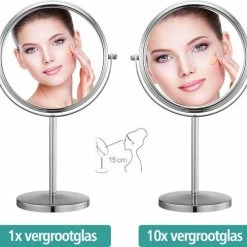 Omliox Make Up En Scheer Spiegel - Metalen Ronde Standspiegel - 10x Vergroting - 19cm -Maybelline-winkel 550x501 9