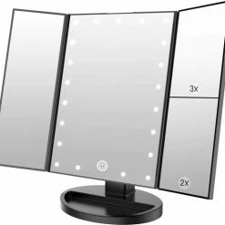 Make-up Spiegel Met LED Verlichting - Vergrootspiegel - Cosmetica/ Visagie Spiegel - 22 LED's - Draaibaar - USB & Batterij - Rheme