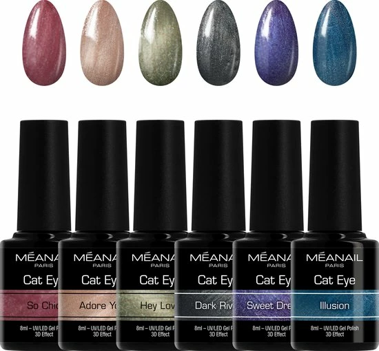 MEANAIL®PARIS Méanail - Gellak - Cruelty Free- 6 X 8ml - Gel Nagellak - Charmed Cat Eye 1 MEANAIL®PARIS Méanail - Gellak - Cruelty Free- 6 X 8ml - Gel Nagellak - Charmed Cat Eye