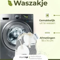 Alamboo 12 Stuks Herbruikbare Wattenschijfjes - Wasbare Zachte Wattenschijfjes - Duurzame & Biologische - Inclusief Waszakje -Maybelline-winkel 550x512 12