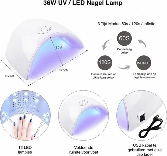 Coscelia Gellak Starterspakket - Gellak Nagelset - Gellak - UV LED Lamp 36W - Nail Art - 10 Kleuren Gellak - Manicure Set - Nagellamp 6 Coscelia Gellak Starterspakket - Gellak Nagelset - Gellak - UV LED Lamp 36W - Nail Art - 10 Kleuren Gellak - Manicure Set - Nagellamp - Afbeelding 6