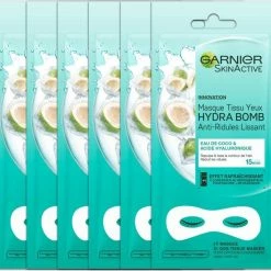Garnier Skinactive Face Sheet Oogmasker - Kokosnoot En Hyaluronzuur - 5 Stuks - Voordeelverpakking