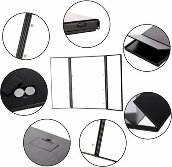 Fuegobird Spiegel Met LED Verlichting - Make-upspiegel - Zwart 4 Fuegobird Spiegel Met LED Verlichting - Make-upspiegel - Zwart - Afbeelding 4