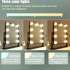 Sefaras Hollywood Spiegel Met Verlichting - Make Up Spiegel – Dimbaar Met Drie Lichtstanden - Zwart -Maybelline-winkel 550x537 11