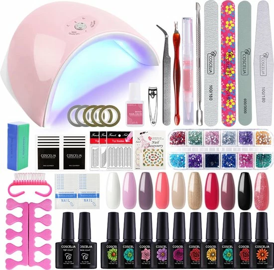 Coscelia Gellak Starterspakket - Gellak Nagelset - Gellak - UV LED Lamp 36W - Nail Art - 10 Kleuren Gellak - Manicure Set - Nagellamp 1 Coscelia Gellak Starterspakket - Gellak Nagelset - Gellak - UV LED Lamp 36W - Nail Art - 10 Kleuren Gellak - Manicure Set - Nagellamp