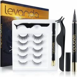 Levanda Nep Wimpers Met Magnetische Eyeliner Zwart - Wimperextensions Magnetic Lashes - Valse Wimpers Magneet Potlood En Applicator