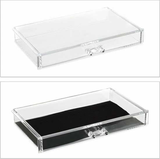 Relaxdays Make-up Organizer - Tweedelig - Cosmetica Opbergdoos - Transparant 7 Relaxdays Make-up Organizer - Tweedelig - Cosmetica Opbergdoos - Transparant - Afbeelding 7