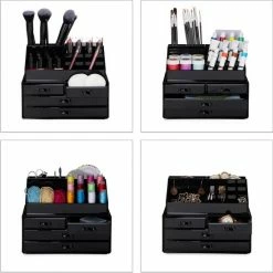 Relaxdays Make-up Organizer - Tweedelig - Cosmetica Opbergdoos + Lippenstift Houder - Zwart 21 Relaxdays Make-up Organizer - Tweedelig - Cosmetica Opbergdoos + Lippenstift Houder - Zwart -Maybelline-winkel 550x549 34