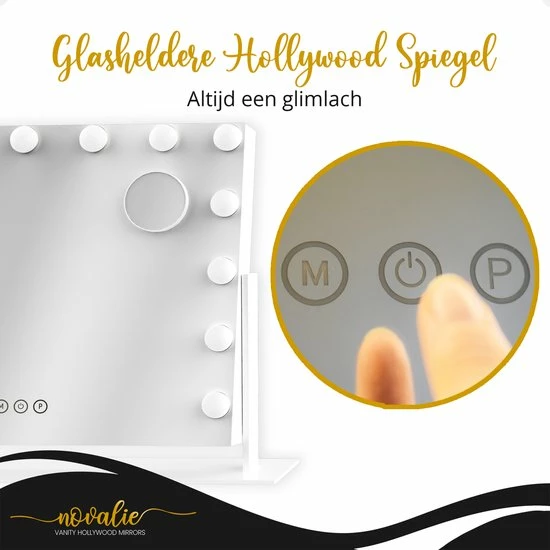 Novalie Hollywood Spiegel Met Verlichting - 65 Cm X 50 Cm - Make Up Spiegel Met Led Lampen Visagie Dimbaar / 3 Lichtstanden Voor Hem / Haar Cadeau 10x Vergroting Met Tru-Daylight Verlichting Wit 15 Novalie Hollywood Spiegel Met Verlichting - 65 Cm X 50 Cm - Make Up Spiegel Met Led Lampen Visagie Dimbaar / 3 Lichtstanden Voor Hem / Haar Cadeau 10x Vergroting Met Tru-Daylight Verlichting Wit - Afbeelding 15