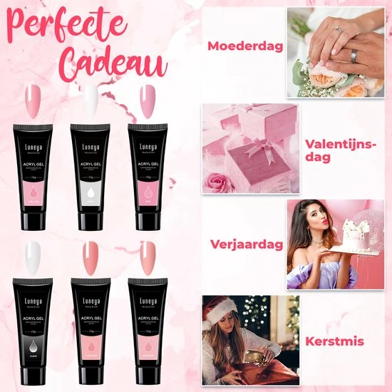 Luneya Polygel Kit - 6 Kleuren - Polygel Nagels Starterspakket - Tasje - Incl. UV LED Lamp 7 Luneya Polygel Kit - 6 Kleuren - Polygel Nagels Starterspakket - Tasje - Incl. UV LED Lamp - Afbeelding 7