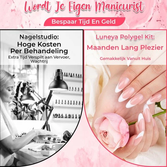 Luneya Polygel Kit - 6 Kleuren - Polygel Nagels Starterspakket - Tasje - Incl. UV LED Lamp 11 Luneya Polygel Kit - 6 Kleuren - Polygel Nagels Starterspakket - Tasje - Incl. UV LED Lamp - Afbeelding 11