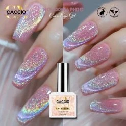 CACCIO? NAILS CACCIO 2022 Gellak - Holographic Cat's Eye Gel 15ml - Gelnagels - Manicure/pedicure Handen En Voeten -Nagels - Nepnagels - Top Coat - UV/LED Gel Nagellak - Hoge Pigment - Hoge Kwaliteit - Professioneel Gebruik - Nagelstudio - UV/LED LAMP - Gelnagels