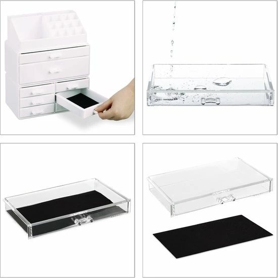 Relaxdays Make-up Organizer - Tweedelig - Cosmetica Opbergdoos - Transparant 13 Relaxdays Make-up Organizer - Tweedelig - Cosmetica Opbergdoos - Transparant - Afbeelding 13