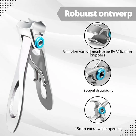 AdroitGoods Nagelknipper Set - Nageltang - Nagelschaar - Kalknagels - Teennagel - Pedicure - Incl. Nagelvijl - Grijs 2 AdroitGoods Nagelknipper Set - Nageltang - Nagelschaar - Kalknagels - Teennagel - Pedicure - Incl. Nagelvijl - Grijs - Afbeelding 2