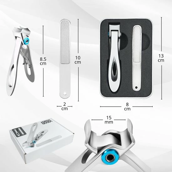 AdroitGoods Nagelknipper Set - Nageltang - Nagelschaar - Kalknagels - Teennagel - Pedicure - Incl. Nagelvijl - Grijs 11 AdroitGoods Nagelknipper Set - Nageltang - Nagelschaar - Kalknagels - Teennagel - Pedicure - Incl. Nagelvijl - Grijs - Afbeelding 11