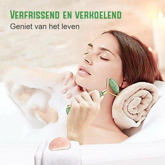 Merkloos Comize Jade Roller Gezichtsmassage Roller - Met Gua Sha Schraper - Groen 5 Merkloos Comize Jade Roller Gezichtsmassage Roller - Met Gua Sha Schraper - Groen - Afbeelding 5