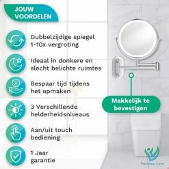 Personal Care Make Up Spiegel Met Led Verlichting - 10X Vergroting - Wandspiegel Rond - Scheerspiegel Wandmodel - Badkamer - Douche - Chroom -Maybelline-winkel 550x550 477