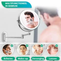 Personal Care Make Up Spiegel Met Led Verlichting - 10X Vergroting - Wandspiegel Rond - Scheerspiegel Wandmodel - Badkamer - Douche - Chroom -Maybelline-winkel 550x550 484