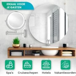 Personal Care Make Up Spiegel Met Led Verlichting - 10X Vergroting - Wandspiegel Rond - Scheerspiegel Wandmodel - Badkamer - Douche - Chroom -Maybelline-winkel 550x550 485