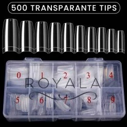 Royala Nagel Tips - French Full Cover - Kunstnagel Set - NepNagel Tips - 500 Stuks 10 Maten In Handige Tipbox - Transparant/ Clear/ Helder - Acryl En Gel In Tipbox
