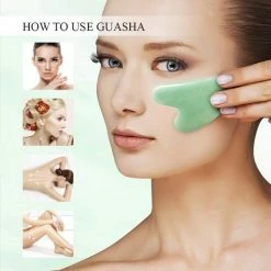 Merkloos Euhomerce Jade Guasha Schraper-Inclusief Reiszakje - Gua Sha Tool Voor Uw Skincare Routine - Jade Steen- Rose Quartz Roller - 100% Rozenkwarts Steen Van Hoge Kwaliteit - Xiuyan -Maybelline-winkel 550x550 821