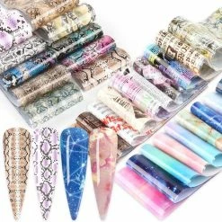 Set Van 50 X Transfer Nail Art Foil - Nagel Folie - Sparkolia - Mix Design Nagelfolie - Voor Op Nagellak / UV LED Gellak / Transfer Gel / Stickers -Maybelline-winkel 550x550 961