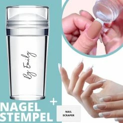 By Emily - Nagelstempel Met Schraper | Eenvoudige Franse Manicure | Nagel Kussen | Nail Art | Transparant | Stamp Set | Gel | Hoogwaardige Siliconen | Nagel Verzorging | Stempel Set | Nail Stamp | Transparante Jelly Stempel | Doorzichtig | Silicone