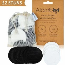 Alamboo 12 Stuks Herbruikbare Wattenschijfjes - Wasbare Zachte Wattenschijfjes - Duurzame & Biologische - Inclusief Waszakje
