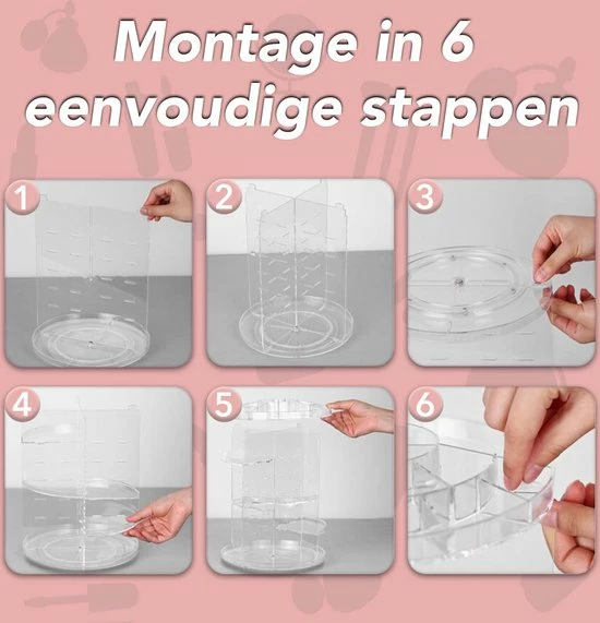 AWEMOZ Make-Up Organizer - Beauty Organizer Voor Make Up - 360 Roterend - Opbergbox - Opbergdoos Cosmetica - Sieradendoos - Nagellak - Lippenstift - Transparant - Cadeau Voor Vrouw 6 AWEMOZ Make-Up Organizer - Beauty Organizer Voor Make Up - 360 Roterend - Opbergbox - Opbergdoos Cosmetica - Sieradendoos - Nagellak - Lippenstift - Transparant - Cadeau Voor Vrouw - Afbeelding 6