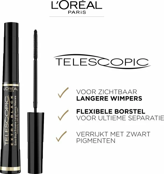 L?Or?al Paris L Or Al Paris Telescopic - Extra Black Lengte Mascara - 8 Ml 4 L?Or?al Paris L Or Al Paris Telescopic - Extra Black Lengte Mascara - 8 Ml - Afbeelding 4
