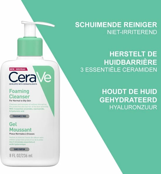 CeraVe - Foaming Cleanser - Reinigingsgel - Normale Tot Vette Huid - 236 Ml 4 CeraVe - Foaming Cleanser - Reinigingsgel - Normale Tot Vette Huid - 236 Ml - Afbeelding 4