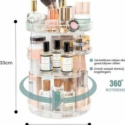 The Tranquil Abode Tranquil Abode Make Up Organizer Transparant - 360 Graden Roterende Displaystandaard - Sieradendoos - Makeup & Nagellak Organizer - Make Up Koffer - Acryl -Maybelline-winkel 550x600 3