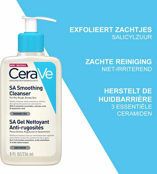 CeraVe - SA Smoothing Cleanser - Reinigingsgel - Droge Tot Ruwe Huid - 236 Ml 8 CeraVe - SA Smoothing Cleanser - Reinigingsgel - Droge Tot Ruwe Huid - 236 Ml - Afbeelding 8